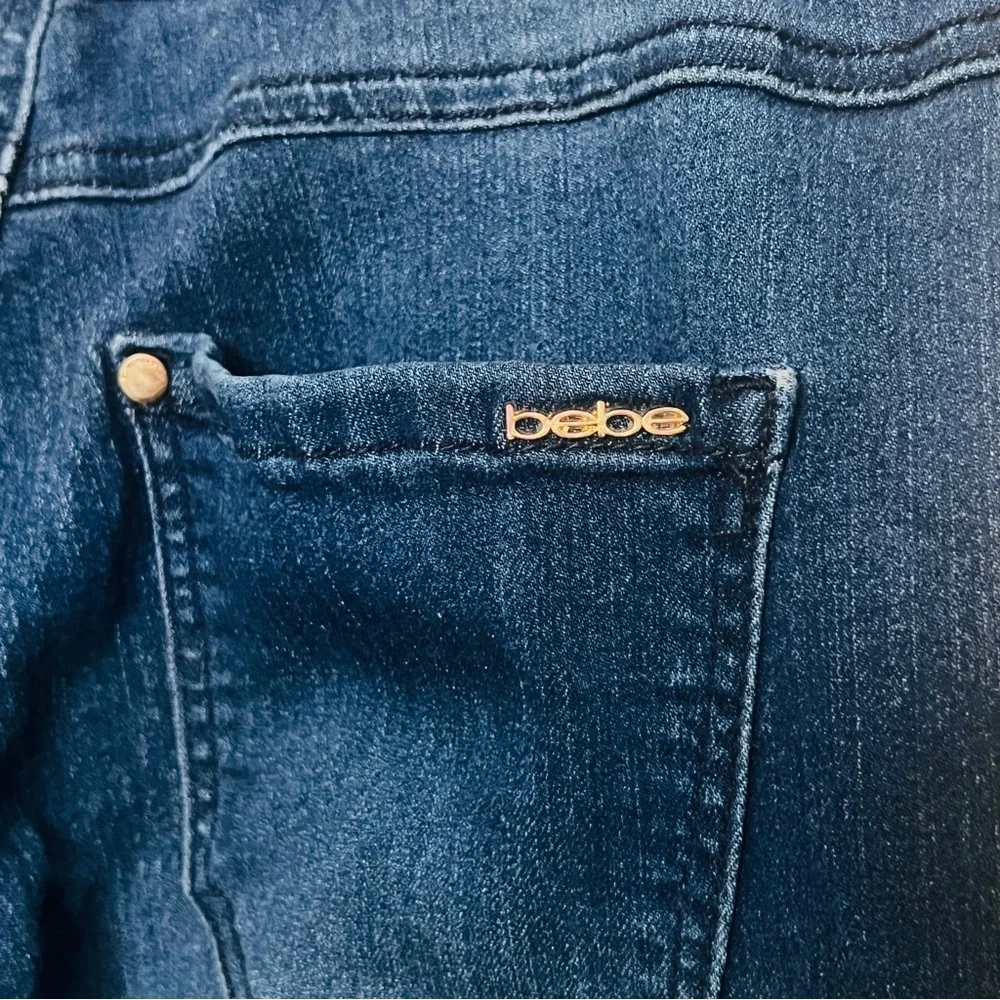 bebe High Rise Skinny Jeans SZ 30 Retro Logo Baddie Stretch Faded Fitted - Picture 5 of 9